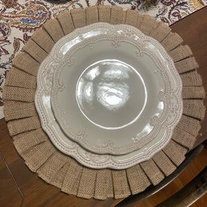 Set of 6 Pier 1 Imports Ruffle Jute Burlap Thanksgiving Placemats